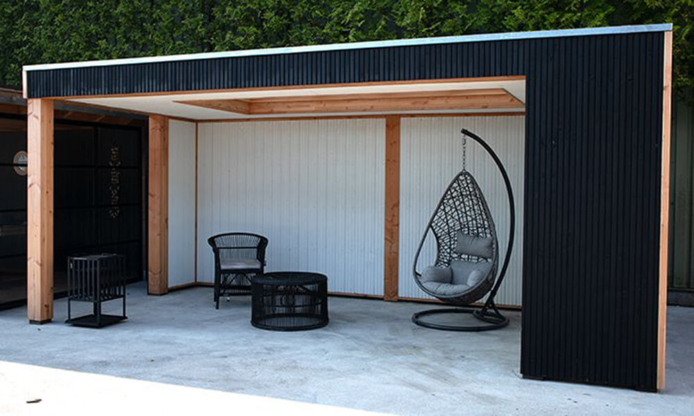 Houten veranda's met vlak dak In 't Hout Sierconstructies