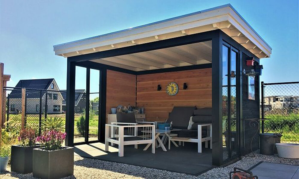 Houten veranda's met vlak dak In 't Hout Sierconstructies